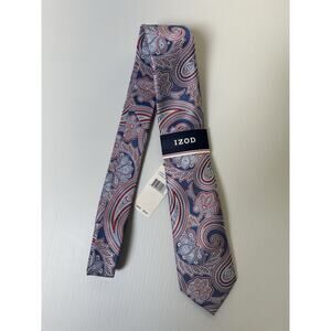 NWT IZOD Paisley Blue Red Tie